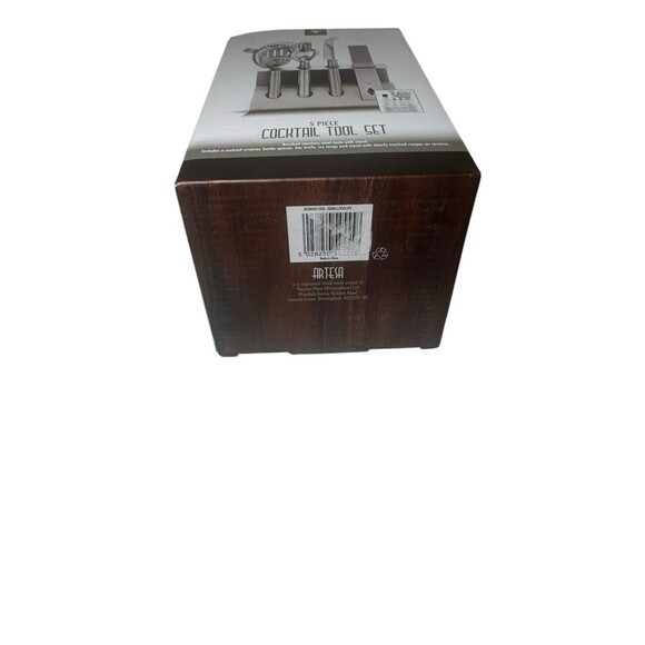 5 Piece Cocktail Tool Set Brushed Stainless Steel Includes Stand - Picture 14 of 16